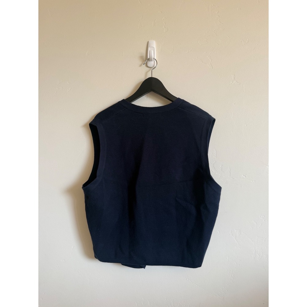Le Collezioni Structure Mens Navy Blue 100% Cotton Button Front Sweater Vest L - Picture 3 of 4